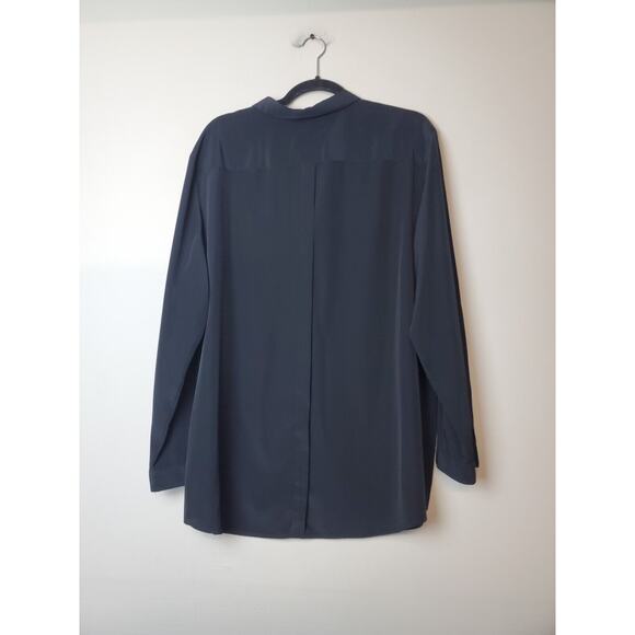Style & Co Womens 16 Long Sleeve‎ Black Satin Top Button Up Tunic XL Career - Picture 4 of 8